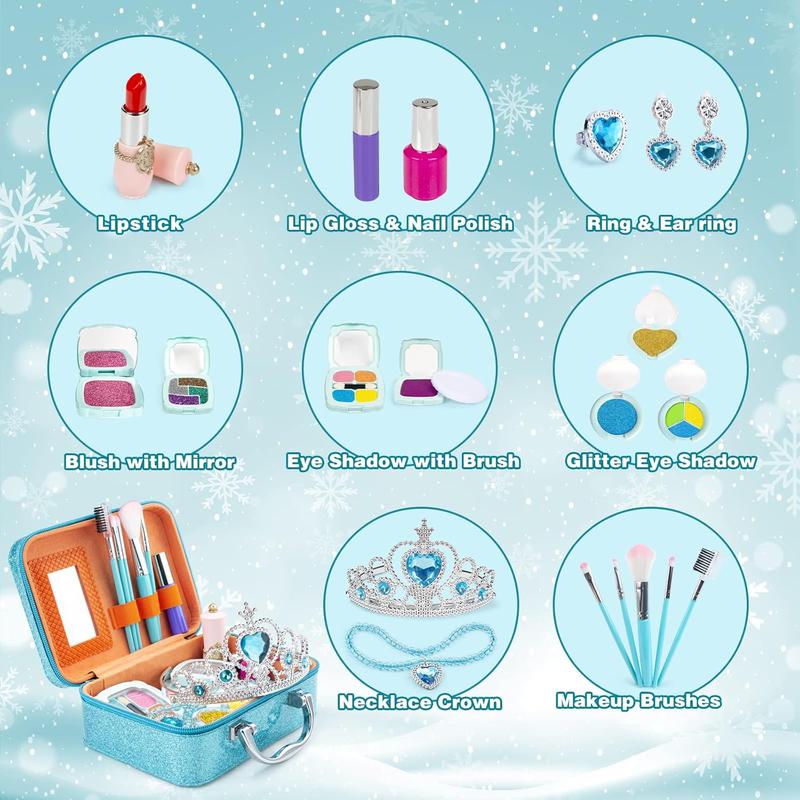 KIDCHEER Kids Makeup Kit for Girls Princess Real Washable Cosmetic 3+ Year Old Girl Birthday Gifts Pretend Play Toys for Girls 4-6, 6-8, 8-10 with Mirror - Non Toxic