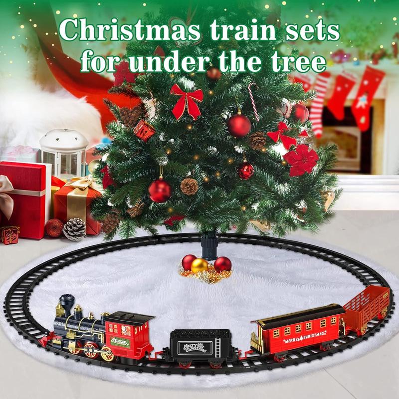 Train set, Christmas train set with steam, lights, and sound, electric train toys for boys and girls, Christmas train set under trees, gifts for children aged 3, 4, 5, 6, 7, and 8