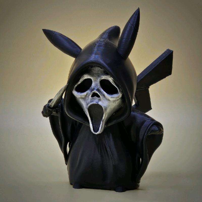 Ghost Face Pikachu Halloween 3d Printed Statue