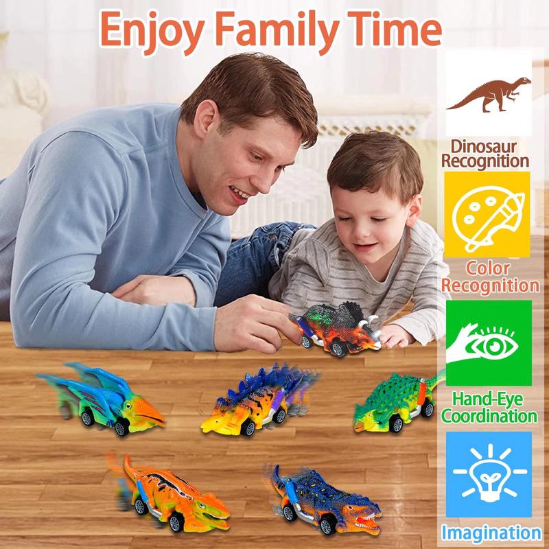 Dinosaur Toys 6 Pack Pull Back Cars Dinosaur Toys for Kids 4-6 Toddler Boy Toys Age 3 4 5 and Up Dinosaur Car Toys for 3-7 Year Old Boys Girls Dinosaur Games Birthday Easter Gifts for Kids Party Favors