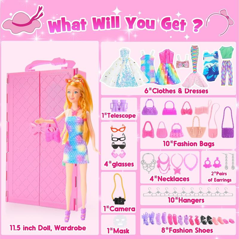 Gifts for 3-12 Year Old Girls, Barbi Closet Girl Toys Age 4-12 with Doll Clothes and Accessories Mermaid Doll for Girls 6-12 Dress up Doll Toys for 3 4 5 6 7 8 9 10 Year Old Girl Birthday Gift