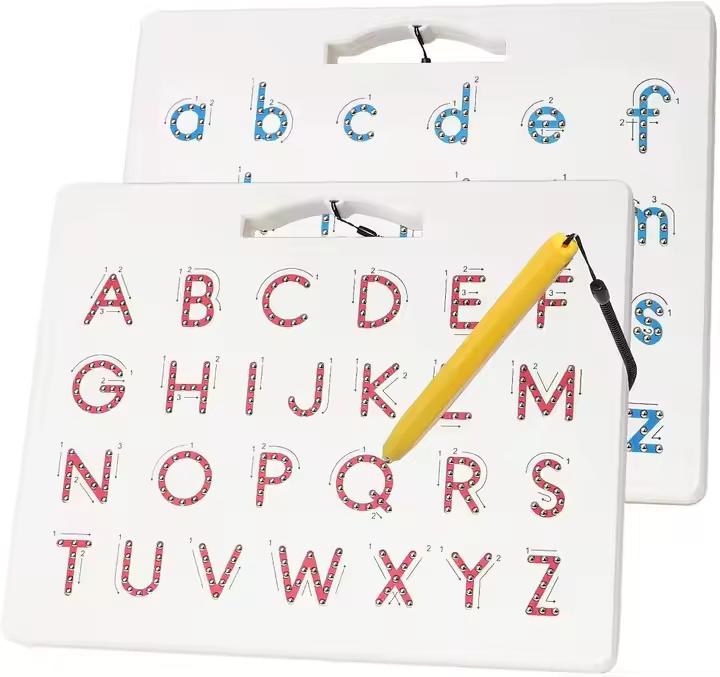 Gamenote Double Sided Magnetic Letters Board 2 in 1 Alphabet Magnets Tracing Board ABC letter Uppercase & Lowercase Educational Toys