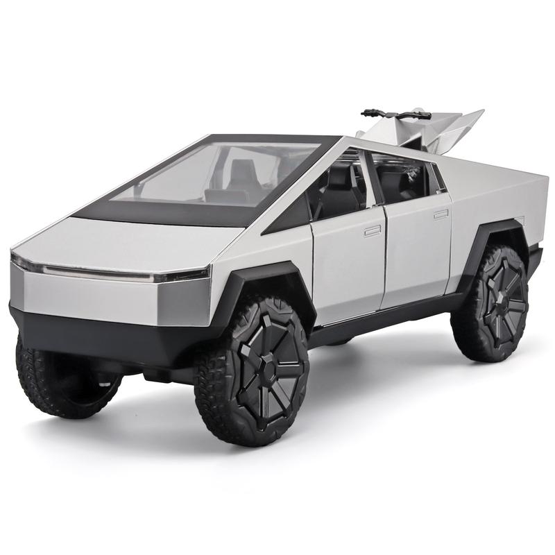 1:32 Tesla Cybertruck Mars Pickup Model Toy with Lights, Sound Effects, and Realistic Design with a Cyberquad– Ideal for Kids and Car Collectors