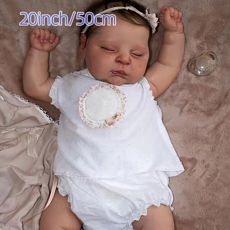 20in 50 cm Realistic baby doll - Lifelike baby doll with soft touch 3D skin, hand-painted details, sleeping position, perfect for children and collectors for birthday, Christmas or New Year gifts