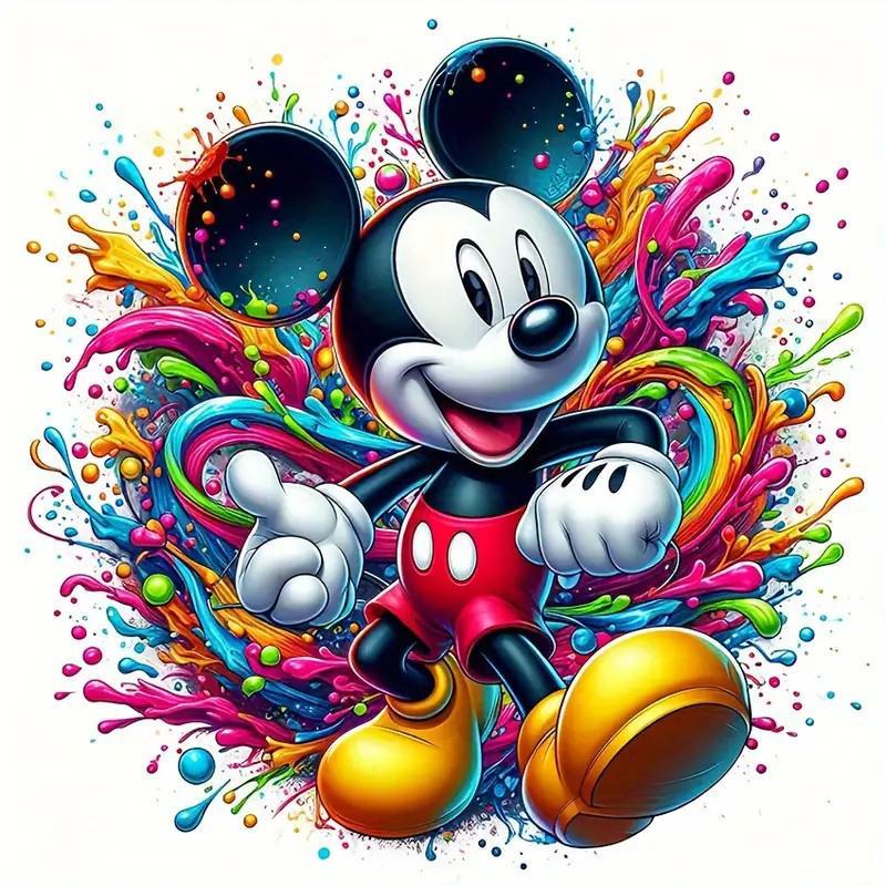 Mickey Mouse Pattern Diamond Arts Colorful Painting Kit without Frame, DIY 5D Diamond Arts Crafts for Bedroom Wall Decor