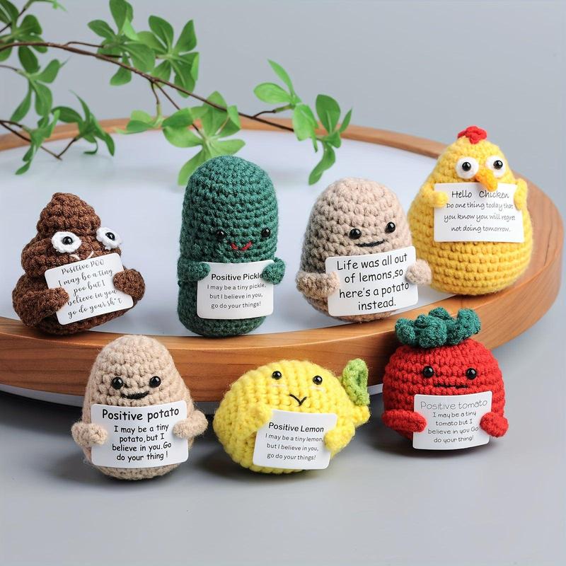 Emotional Support Pickle, Cute Crochet Pickled Cucumber Knitting Doll Handmade Crochet Doll Inspirational Gifts Ornaments Emotional Support Crochet Pickled Knitting Doll for Christmas Ornament Gift