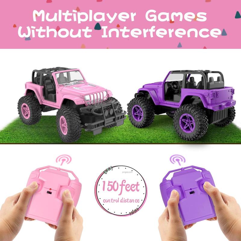 Pink RC Cars 1:16 Scale with DIY Sticker, Remote Control Car for Girls, 80 Min Play 2.4Ghz Jeep RC Trucks,Little Girl Toys Gifts for 4-5 6-7 8-10 Years Old