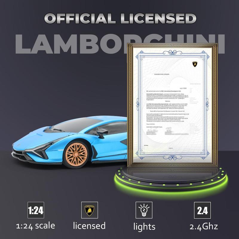 Remote Control Car 1:24 Officially Licensed 2.4GHZ Rc Cars Lambo Sport Racing Toy Car for Kids Boys 4-7 Years Blue