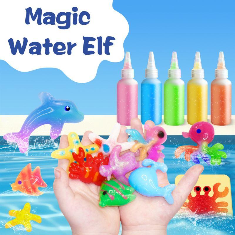 Magic Water Elf Toy Kit - Aqua Elves Water Gel Kit - 20 Colors Magic Water Fairy Gel 10 Molds Squishy Maker - Christmas Party Favor Birthday Aqua Art DIY STEM Gifts for Kids