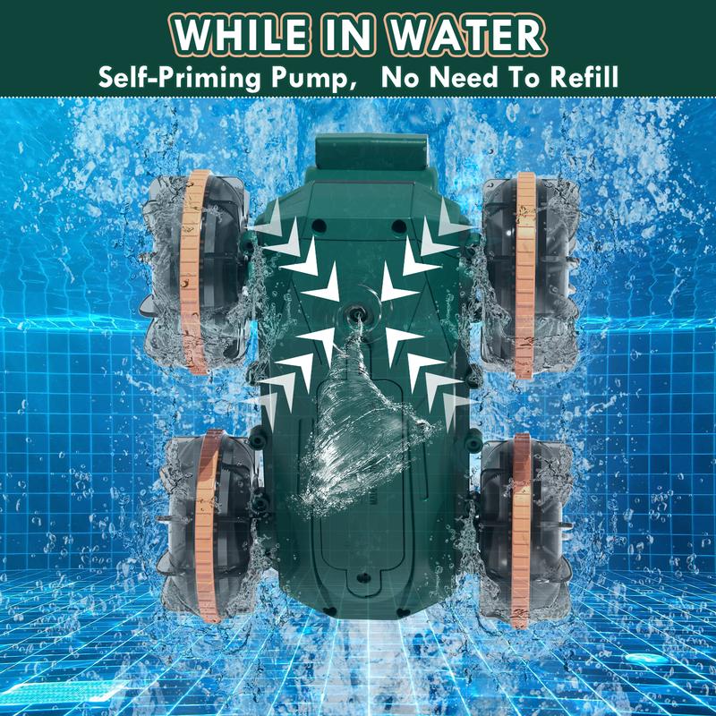 Amphibious RC Car + Shot Toy, RC Stunt Car with Lights, 4WD, 360° Rotation，Pool Toys for Kids，Water Pool Toys Waterproof 4WD RC Car Boat，Remote Control Car，Cool Outdoor Summer Beach Pool Toy