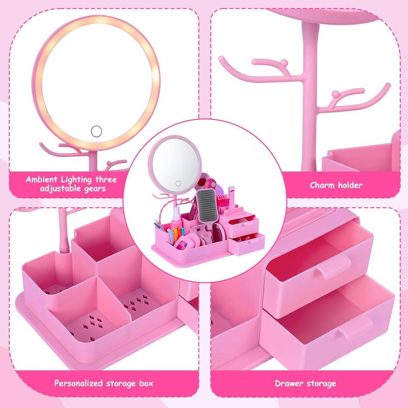 Beauty Salon Play Set with Vanity, Kids Hair Salon Girls Toys Pretend Play Makeup Sets