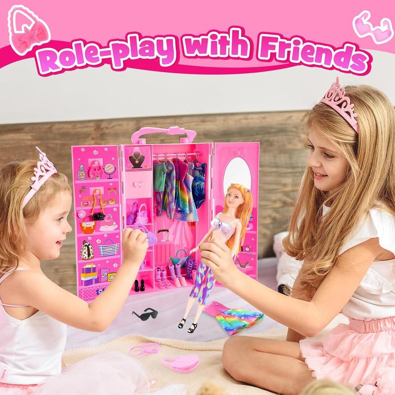 Gifts for 3-12 Year Old Girls, Barbi Closet Girl Toys Age 4-12 with Doll Clothes and Accessories Mermaid Doll for Girls 6-12 Dress up Doll Toys for 3 4 5 6 7 8 9 10 Year Old Girl Birthday Gift