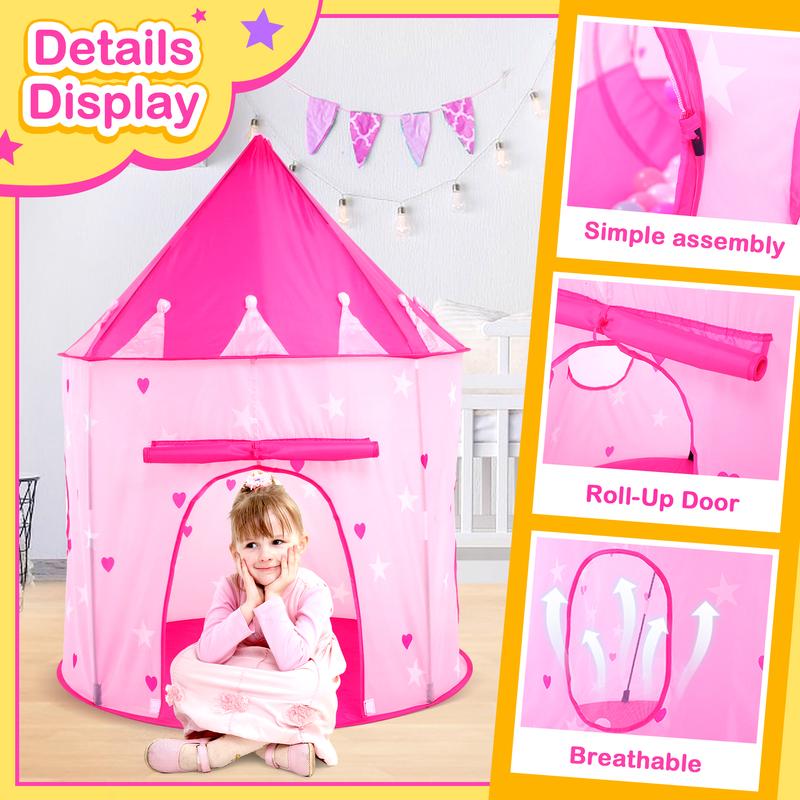 3-Piece Princess Play Tent Set for Girls – Includes Crawl Tunnel and Castle Tents for Indoor & Outdoor Fun (Without Balls) Game Large Princess