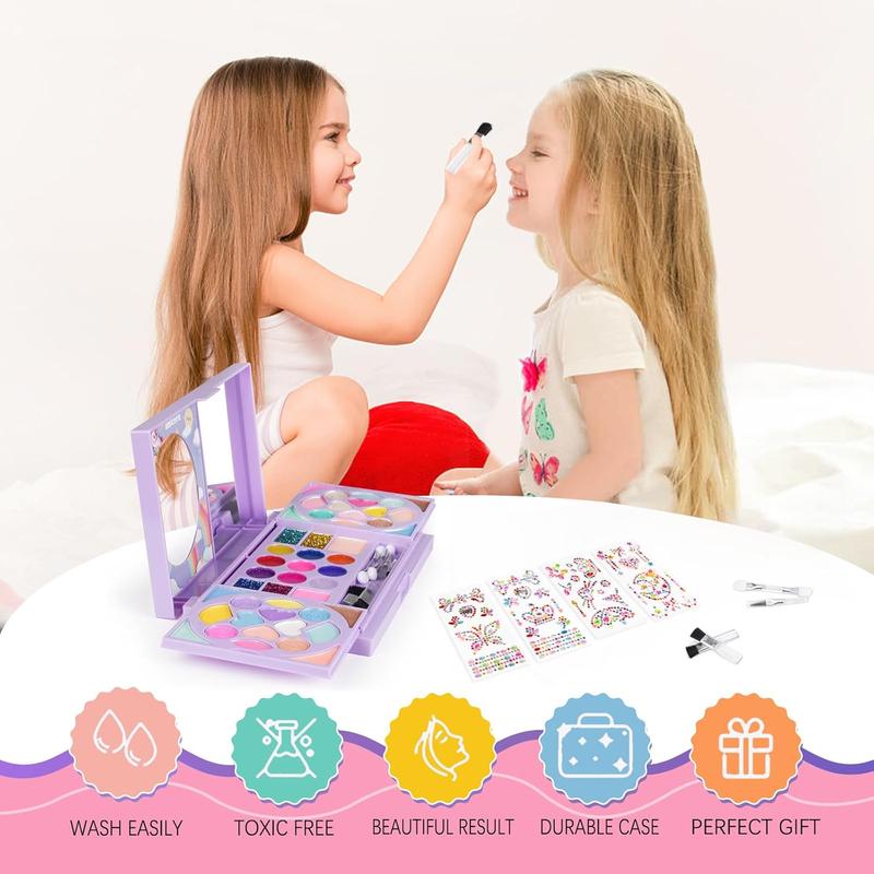 KIDCHEER Kids Makeup Kit for Girls Princess Real Washable Cosmetic 3+ Year Old Girl Birthday Gifts Pretend Play Toys for Girls 4-6, 6-8, 8-10 with Mirror - Non Toxic