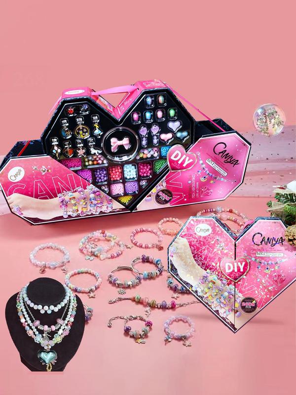 Cute Bow & Heart Design Jewelry Making Kit, DIY Jewelry Making Kit, Creative DIY Jewelry Making Accessories for Girls