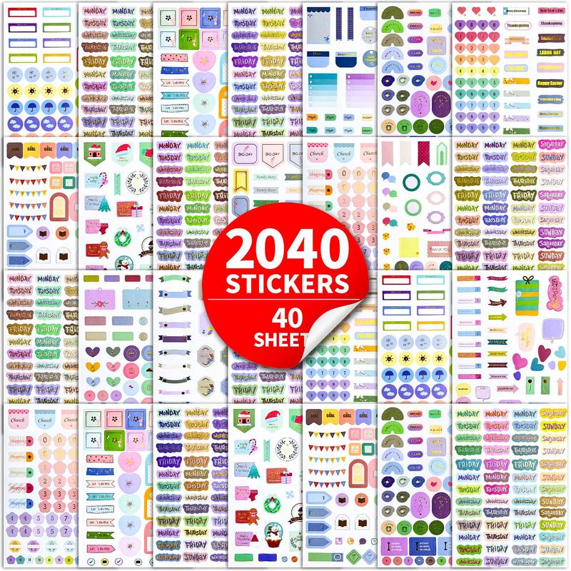 40 Sheets Planner Themed Decorative Sticker, Creative Sticker For DIY Scrapbook Craft