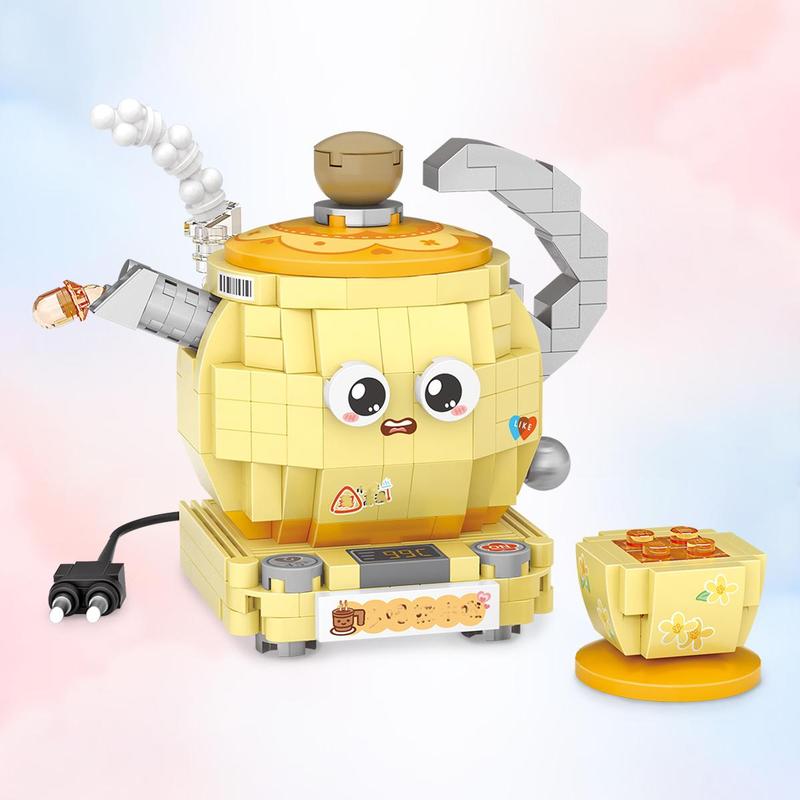 Electric Kettle Design Building Blocks Set, Miniature Assemble Toy Model Desktop Ornament For Home Decoration