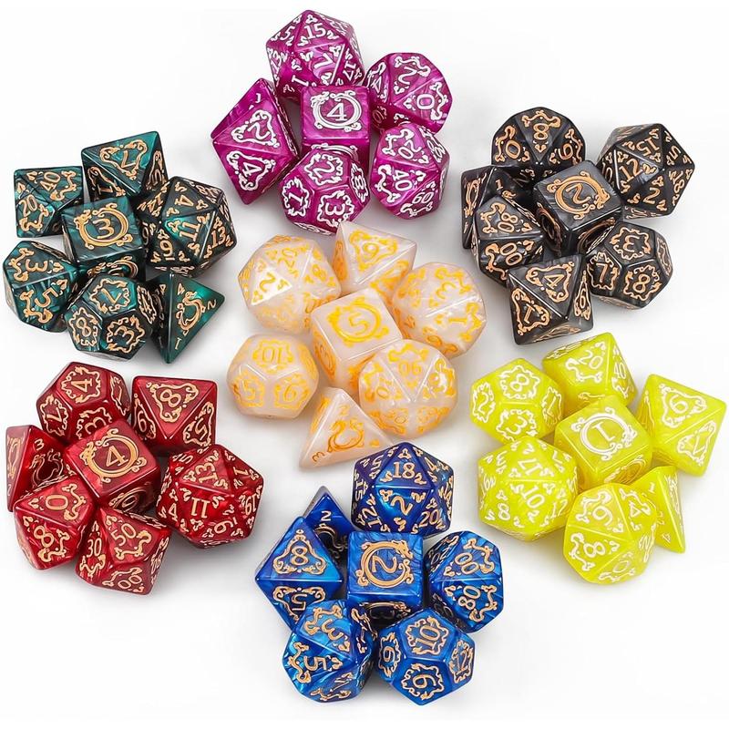 DND Dice Sets - 49pcs Polyhedral Dice, 7 Sets D&D Dice with Pouches, D4 D6 D8 D10 D% D12 D20 Dice for Dungeons and Dragons DND RPG  Table Games