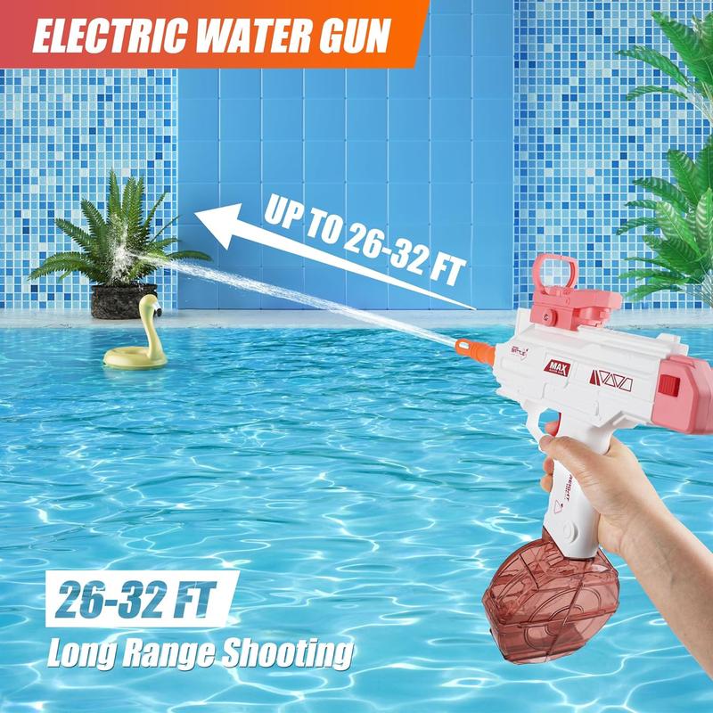 2 Packs of Electric Water Gun Toys for Adults and Kids, Continuous Shooting Water Toys with a Range of Up to 32 Feet, Powerful Automatic Handheld Water Toys, Suitable for Pool Beach Outdoor Games