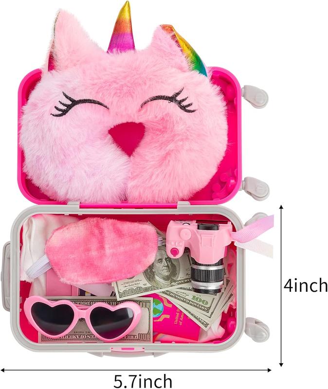 18 Inch Girl Doll Clothes Accessories Travel Play Set Including Suitcase Luggage, Unicorn Dress, Sunglasses, Camera, Computer, Phone, Ipad,Travel Pillow fit 18 Inch Doll