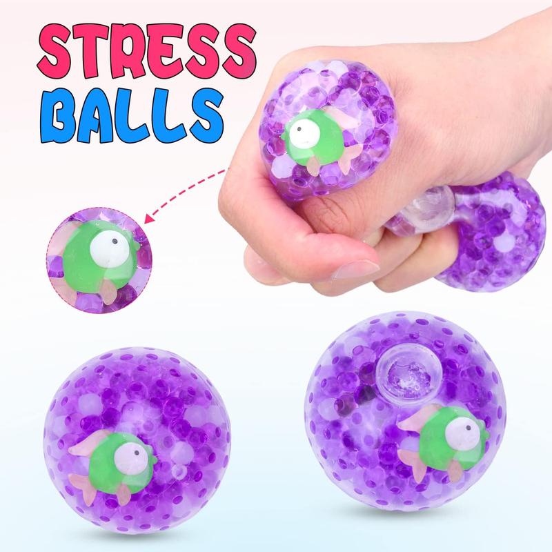 Sensory Stress Balls Set - 4 Pack Squishy Squeeze Balls for Stress Relief, Autism, Hyperactivity & Entertainment for Adults