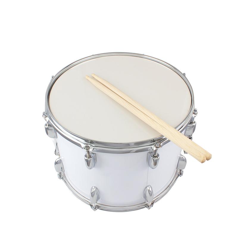 Marching Drum with Drumsticks and Key Strap - 14 x 10 Inches, White