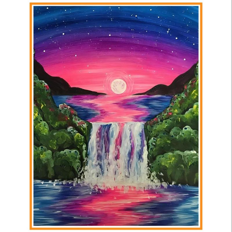 Moon & Waterfall Pattern DIY Diamond Painting Without Frame, 1 Count DIY Decorative Art Picture For Beginner, DIY Home Decor