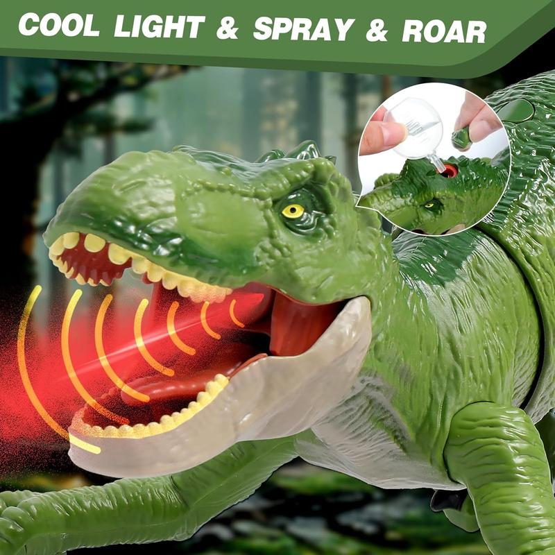 Remote Control Dinosaur Toys for Kids 3-5 4-7 8-12 Year Old, Electronic RC Robot Dinosaur with Spray & Light & Roar, Realistic Walking T-Rex Toys Birthday Gifts for Boys Girls(Green)