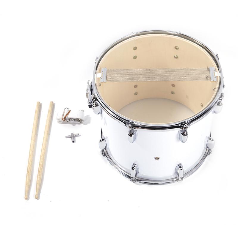 Marching Drum with Drumsticks and Key Strap - 14 x 10 Inches, White