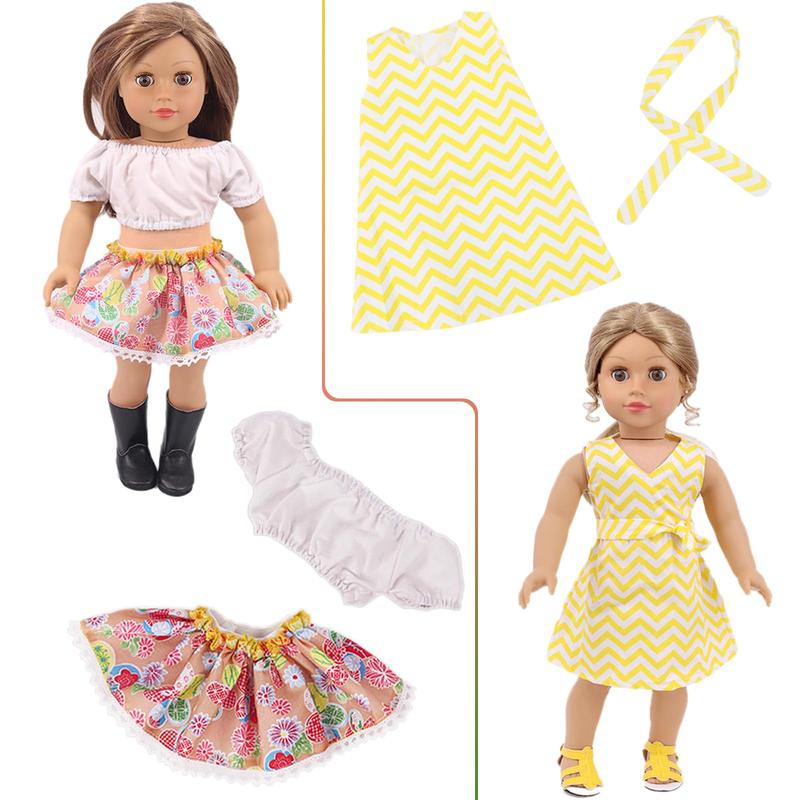 10 Sets American 18 Inch Doll Clothes and Accessories include Doll Clothing Dress Fit for 18 inch Dolls ( No Doll )