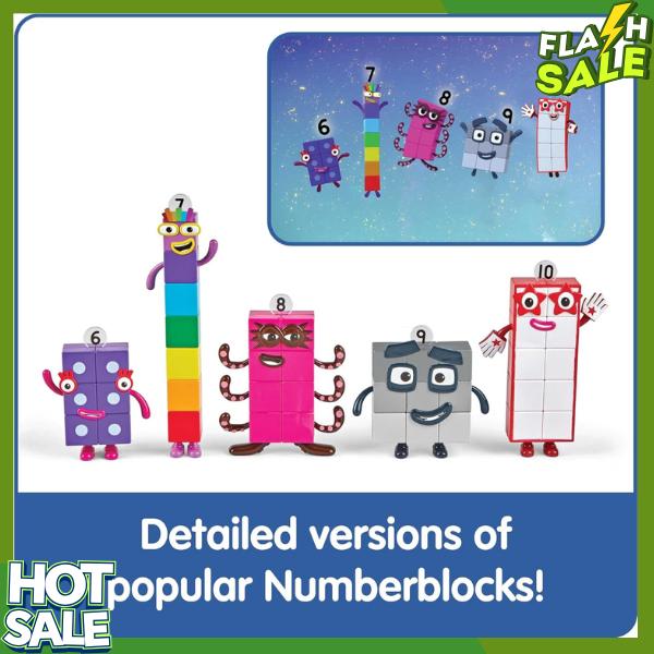 hand2mind Numberblocks Friends Six to Ten Figures, Cartoon Action Figure Set, Play Figure Playsets, Number Toys, Math Toys, Stocking Stuffers