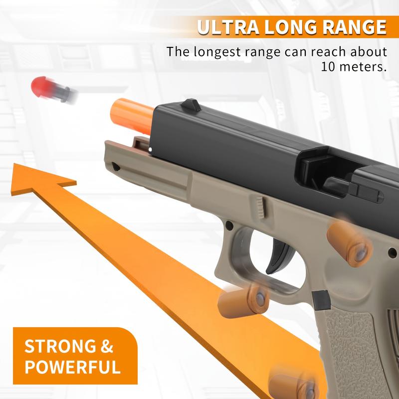 2024 Classic Design Toy Gun with 50 Soft Bullets, 18 Bullet Shells, 3 Target Sheets, and Automatic Shell Ejection