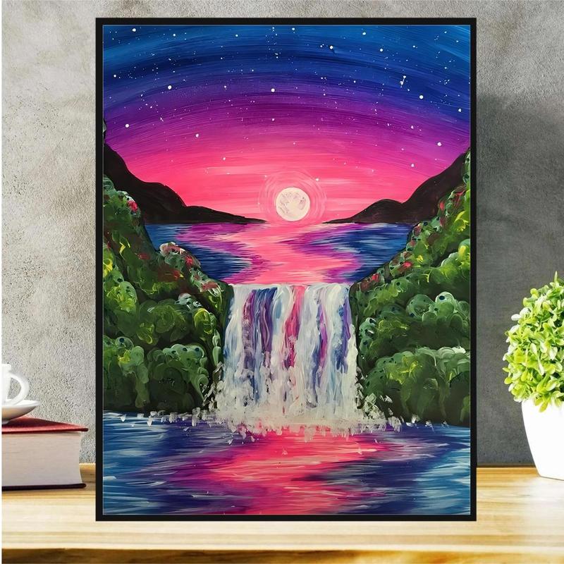 Moon & Waterfall Pattern DIY Diamond Painting Without Frame, 1 Count DIY Decorative Art Picture For Beginner, DIY Home Decor