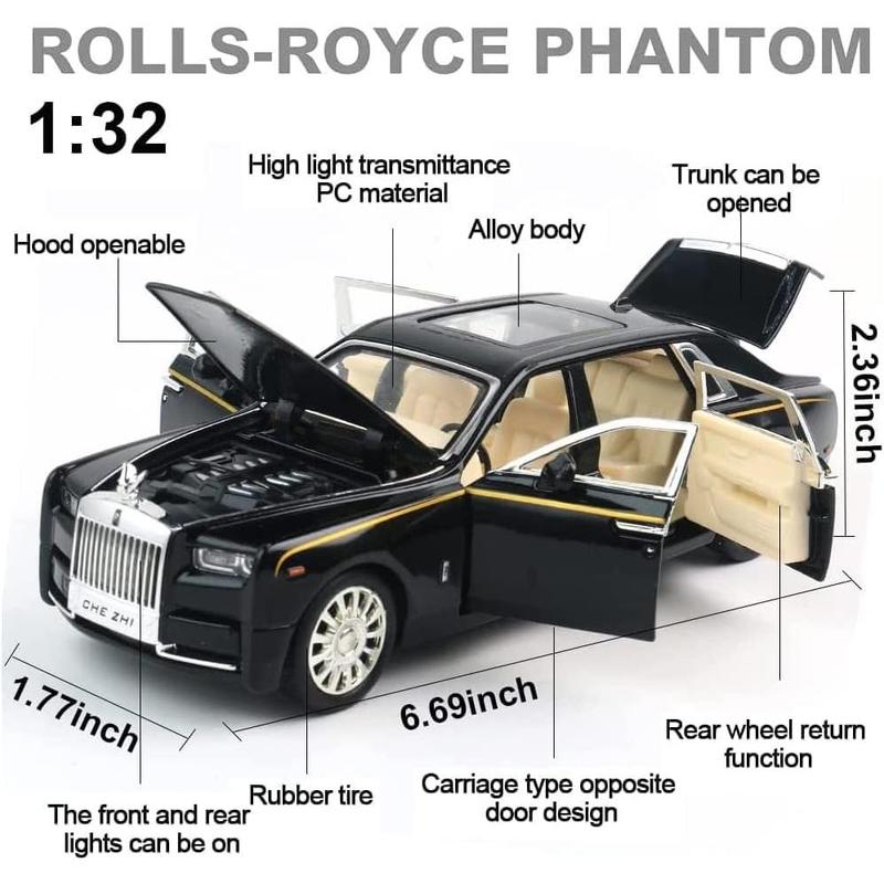 STONESTAR 1:32 Rolls-Royce Phantom Model Car Alloy Sound Light Echo Car Model Toy, Six Door Car Die Cast Pullback Toy Car For Kids Christmas Gift