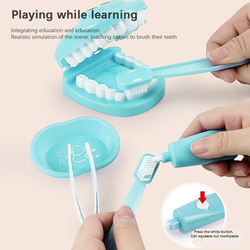 Dental Care Play Set, 9 Counts set Pretend Play Dental Kit, Pretend Play Toy For Kids