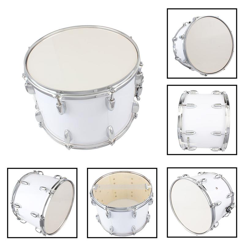 Marching Drum with Drumsticks and Key Strap - 14 x 10 Inches, White