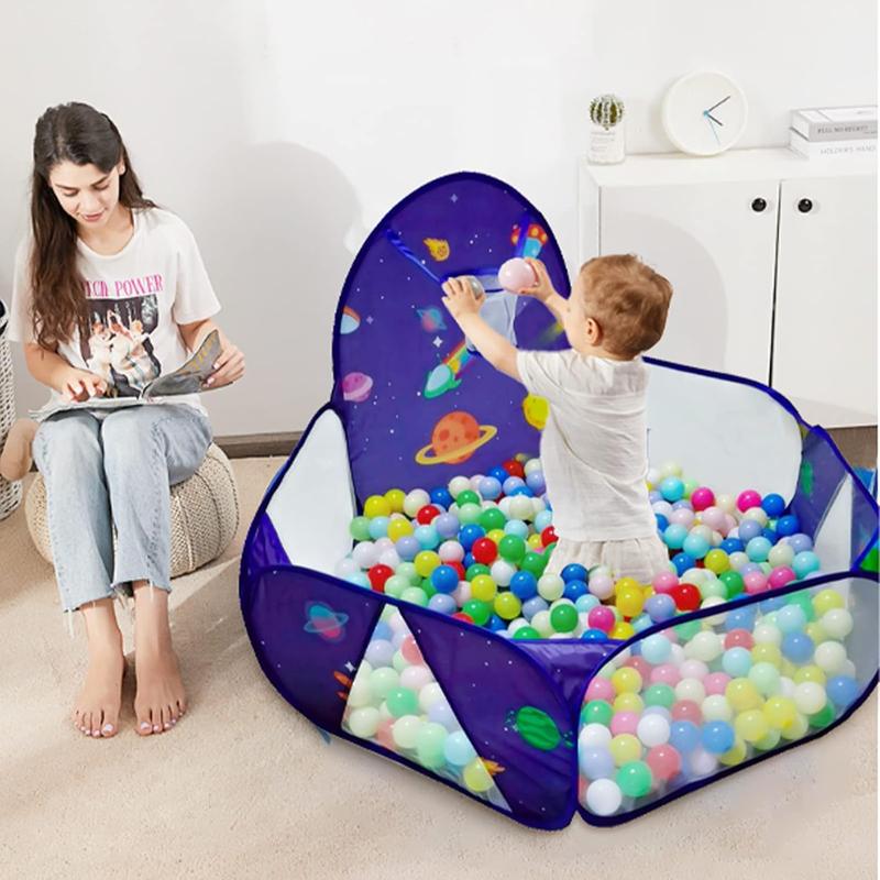 Christmas gift  Kids Ball Pit, Pop Up Children Play Tent, Toddler Ball Pool Baby Crawl Playpen with Basketball Hoop, Portable Toys for Girls Boys, 4 ft   120 cm, Balls Not Included, Spaceship