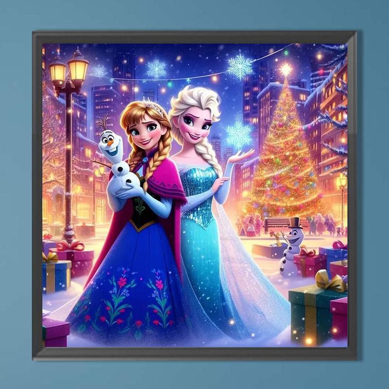 Elsa & Anna Pattern DIY Diamond Arts Colorful Painting Kit without Frame, 5D Diamond Arts Colorful Painting for Home Party Decor