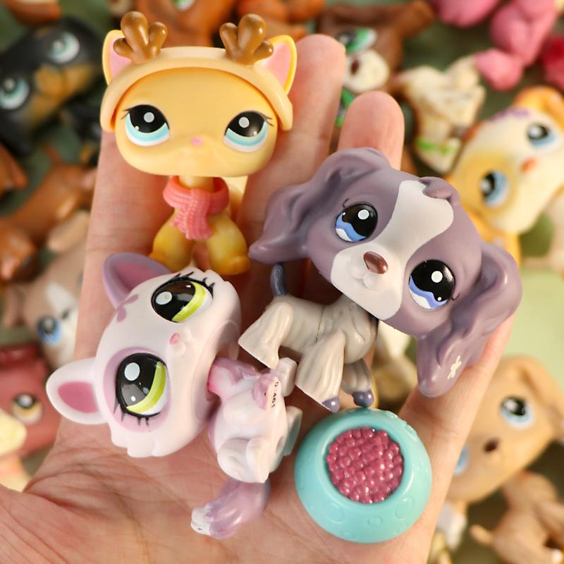 littleshop random 3 pc animal cat and dog action figures and random 7 pc accessories for lps collection