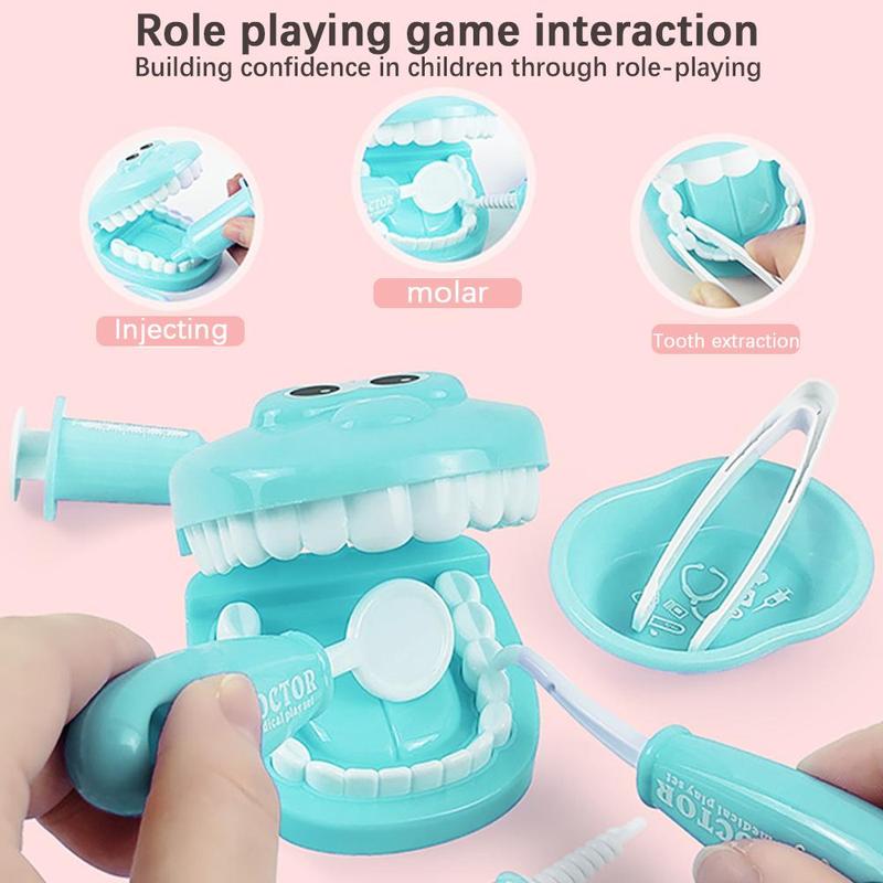 Dental Care Play Set, 9 Counts set Pretend Play Dental Kit, Pretend Play Toy For Kids