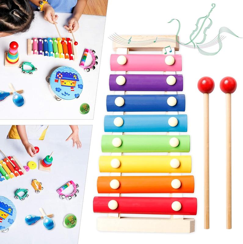 CHRISTMAS GIFT Kids Musical Instruments for Toddlers, Baby Musical Toys for Toddlers, Christmas Kids Gifts, First Birthday Gifts for Boys Girls ,Kids Xylophone ,Maracas for Baby, Wooden Instruments Toddler Toys with Bag