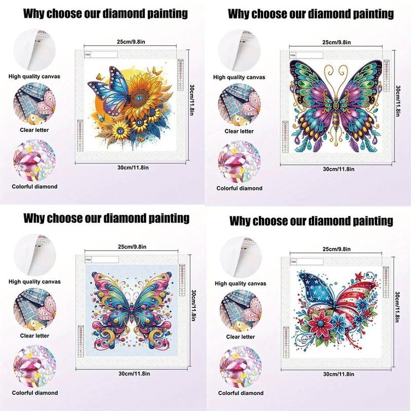 Butterfly Pattern DIY Diamond Arts Colorful Painting without Frame, DIY 5D Diamond Arts Colorful Painting Kit, Wall Art Decor for Home Living Room