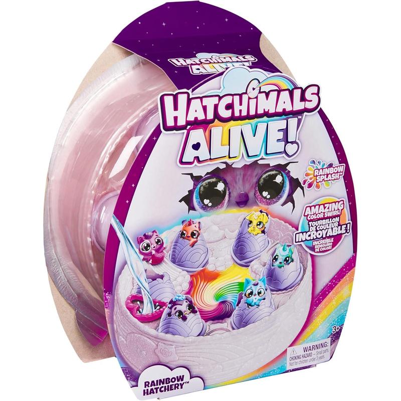 Hatchimals Alive, Rainbow Hatchery Toy with 6 Mini Figures in Color Reveal Eggs & 10+ Accessories, Kids Toys for Girls & Boys Ages 3+