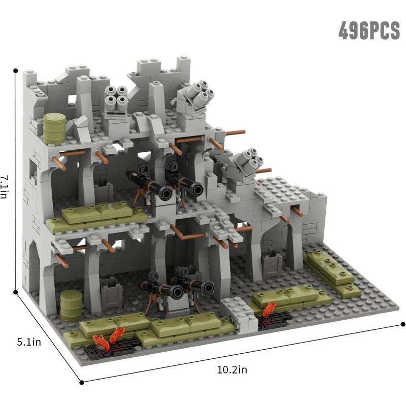 WW2 Military Base Bunker Trench Building Blocks, Compatible with  Military Base Sets, Army Toy with Cannon, Military Bunker, Gift for Kid 8 9 10 11 12 13 14 Years Old