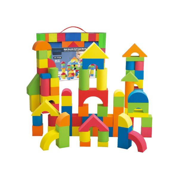 Foam Building Blocks for Toddlers 2-4, 41 Pieces Soft Stacking Blocks, Foam Toy Set, Early Learning Construction Toys & Gifts for Kids, Boys & Girls