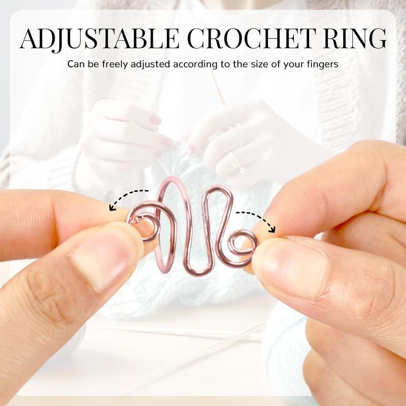 6 count Crochet Ring, Adjustable Handmade Yarn Crochet Tension Ring for Crocheting, Crochet Ring Finger Gift for Mom