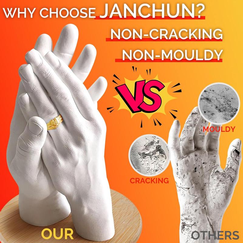 JANCHUN Hand Casting Kit Couples- Valentine DIY Hand Mold Kit with Plaster Mold, Sculpture Base, Paints- Anniversary, Wedding, Personalized Gifts for Her, Him, Mom, Women, Newborn, Friends