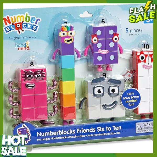 hand2mind Numberblocks Friends Six to Ten Figures, Cartoon Action Figure Set, Play Figure Playsets, Number Toys, Math Toys, Stocking Stuffers