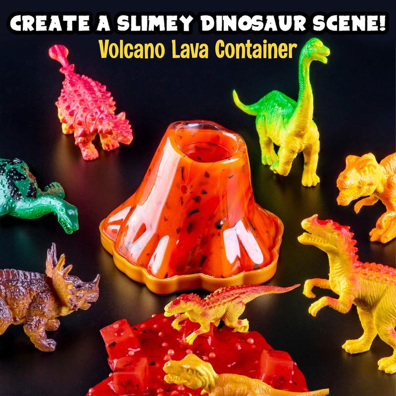 Original Stationery Dinosaur Slime Kit, Glow in The Dark Slime Making Kit for Boys, Create Lava, Blood and Dino Poop Slime, Fun DIY Slimey Dino Scene, Fun Christmas and Thanksgiving Gift, Ages 8-12