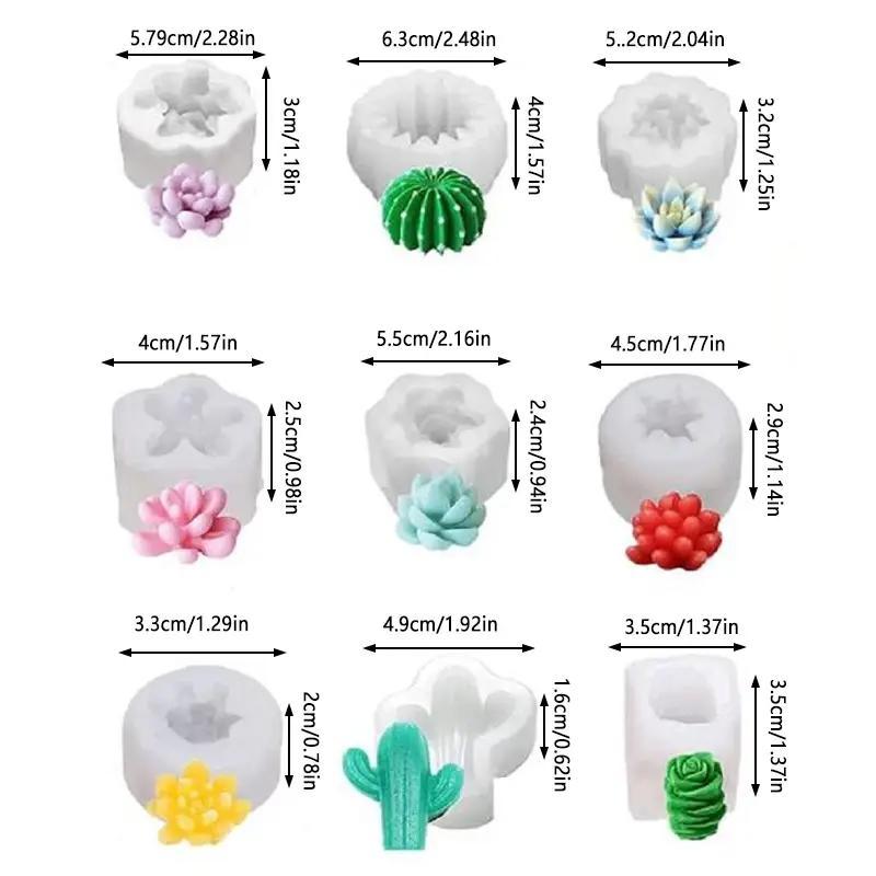 Succulent Plant Shaped Silicone Mold (9 Counts set), DIY Soap Making Mold Kit, Candle Making Molds, DIY Soap Making Tool for Home Use